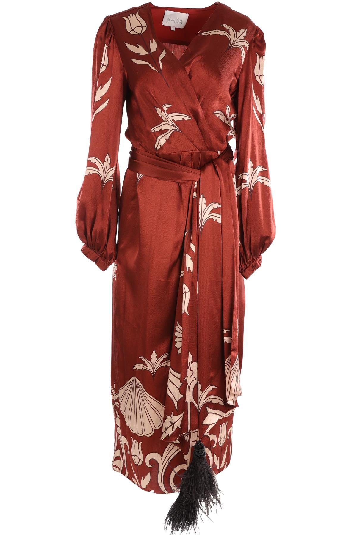 JOHANNA ORTIZ BROWN SILK MAXI DRESS US 4 UK 8
