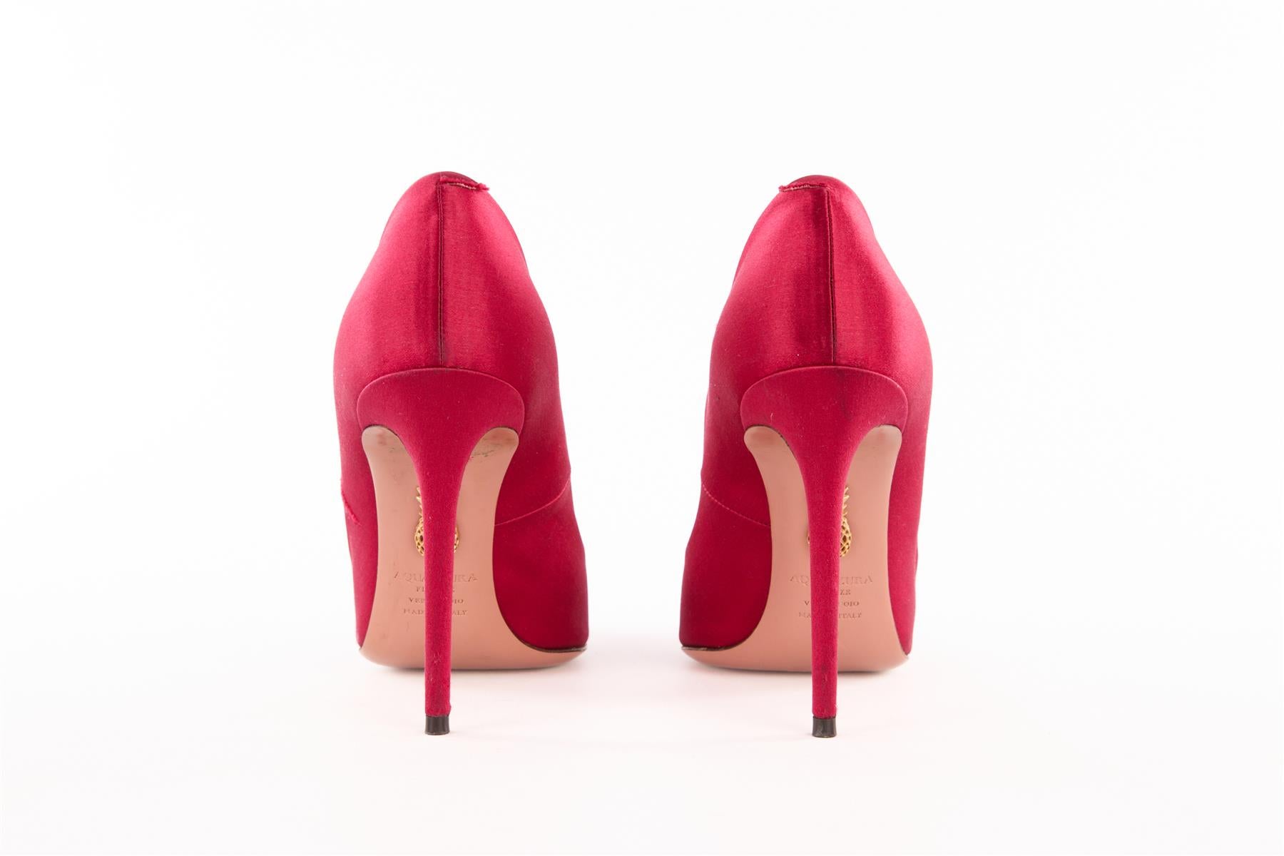 AQUAZZARA RED SATIN PUMPS EU 39 UK 6 US 9