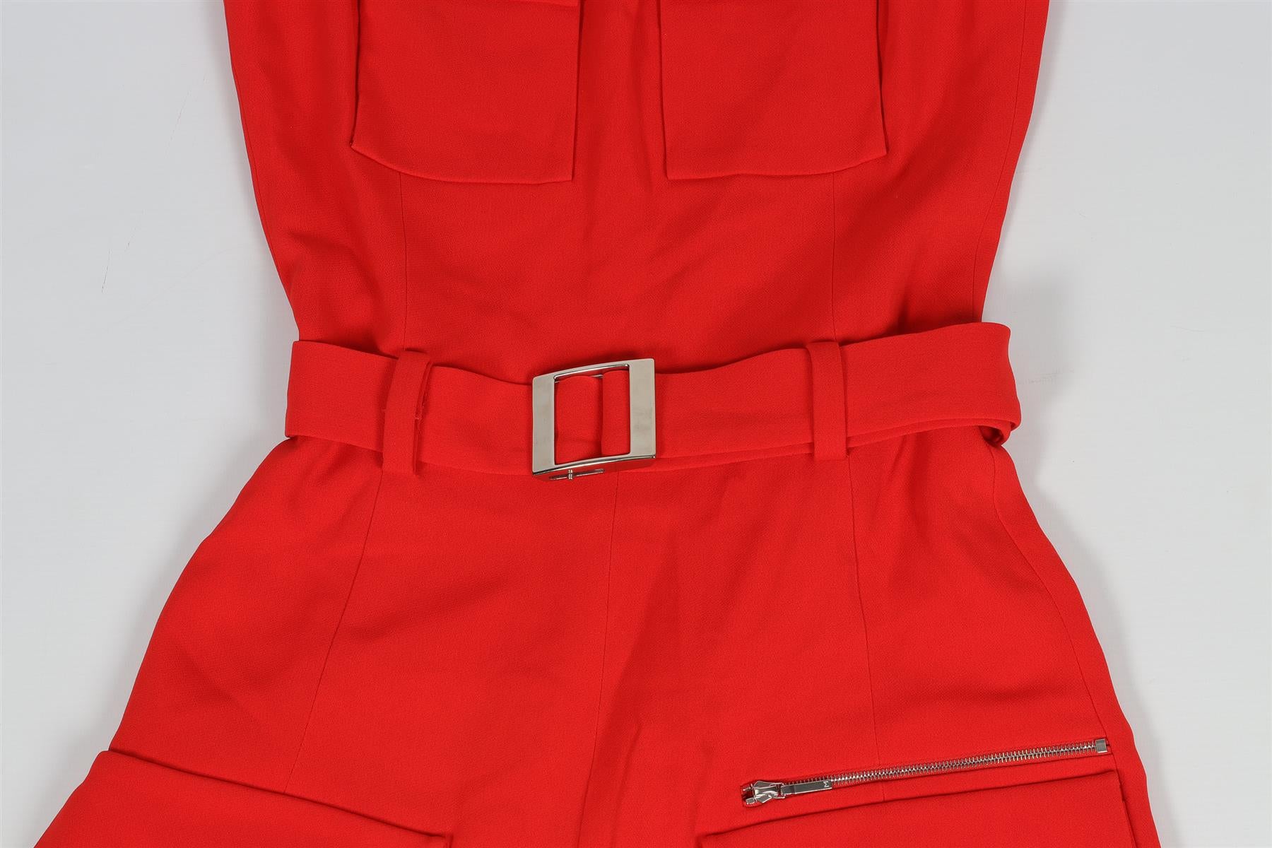 MUGLER RED CREPE PLAYSUIT FR 36 UK 8