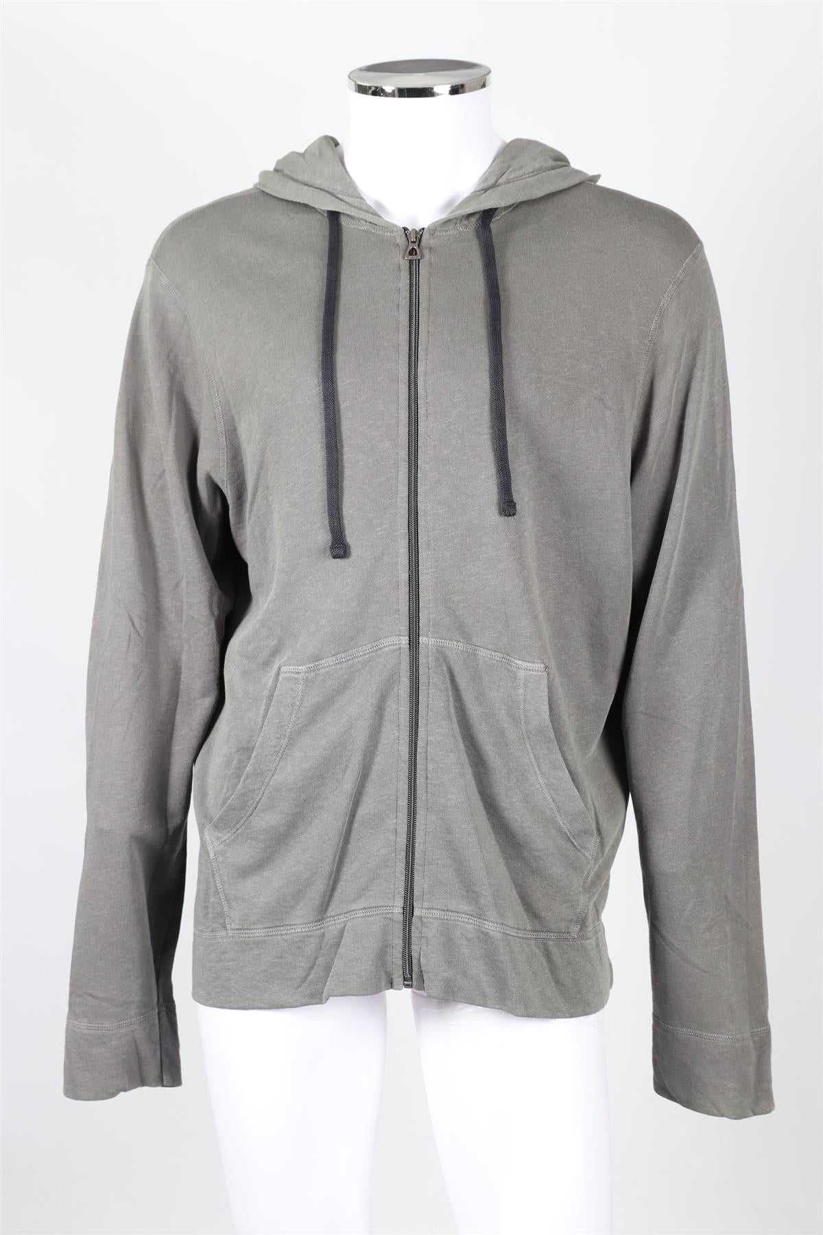 JAMES PERSE GREY MEN'S COTTON HOODIE SIZE 3 LARGE