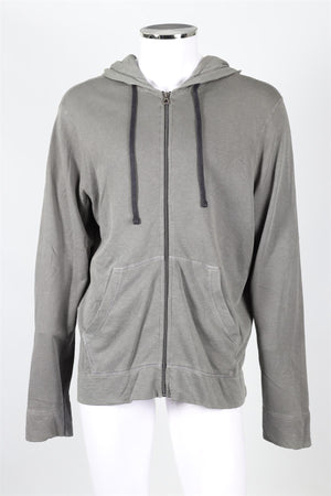 JAMES PERSE GREY MEN'S COTTON HOODIE SIZE 3 LARGE