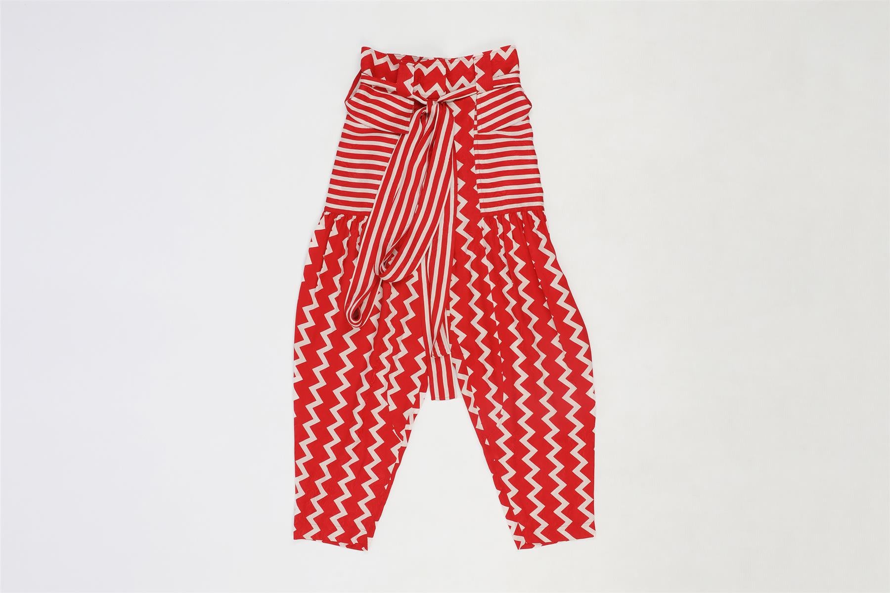 STELLA MCCARTNEY RED SILK TAPERED PANTS IT 36 UK 4