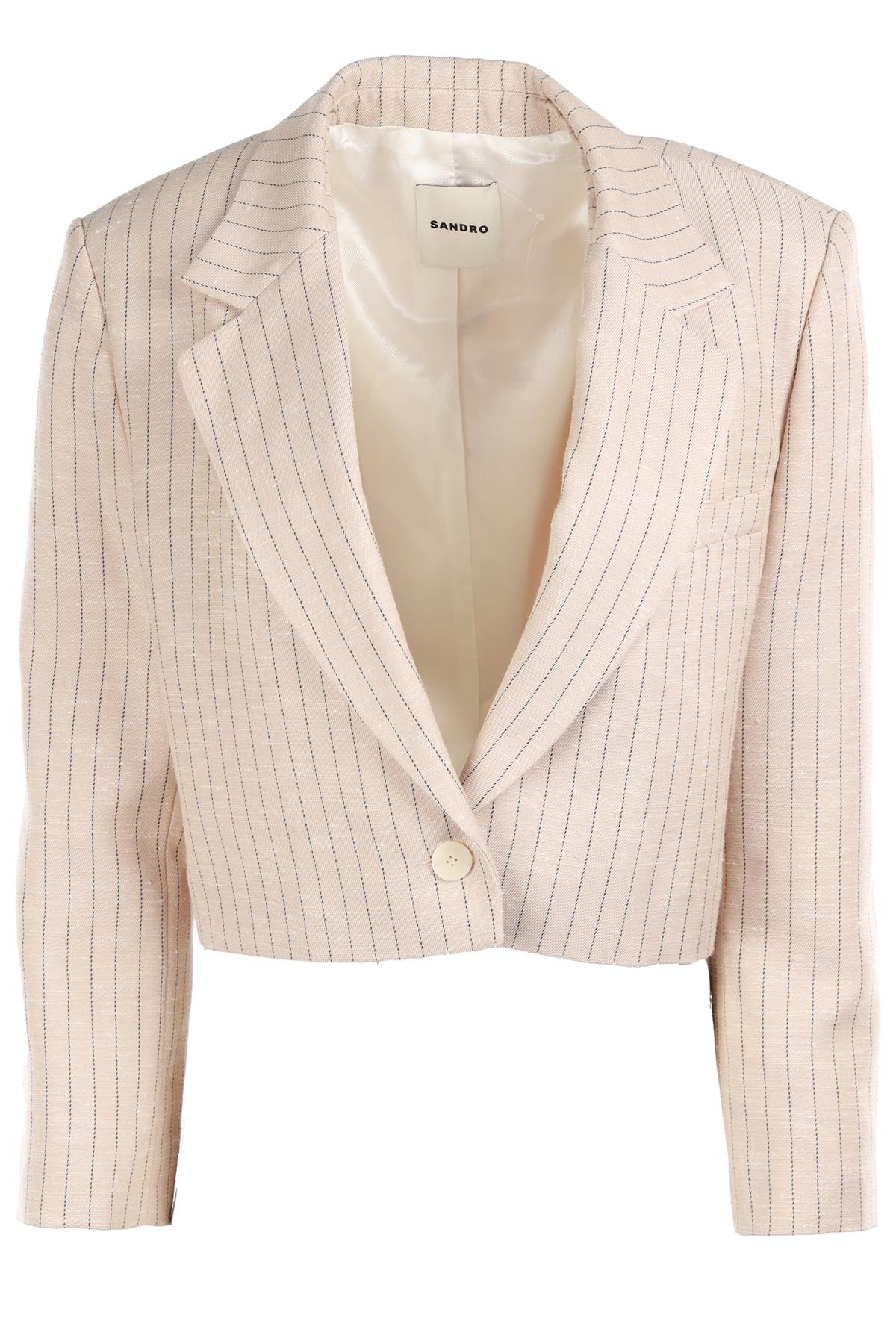 SANDRO BEIGE WOVEN BLAZER FR 38 UK 10