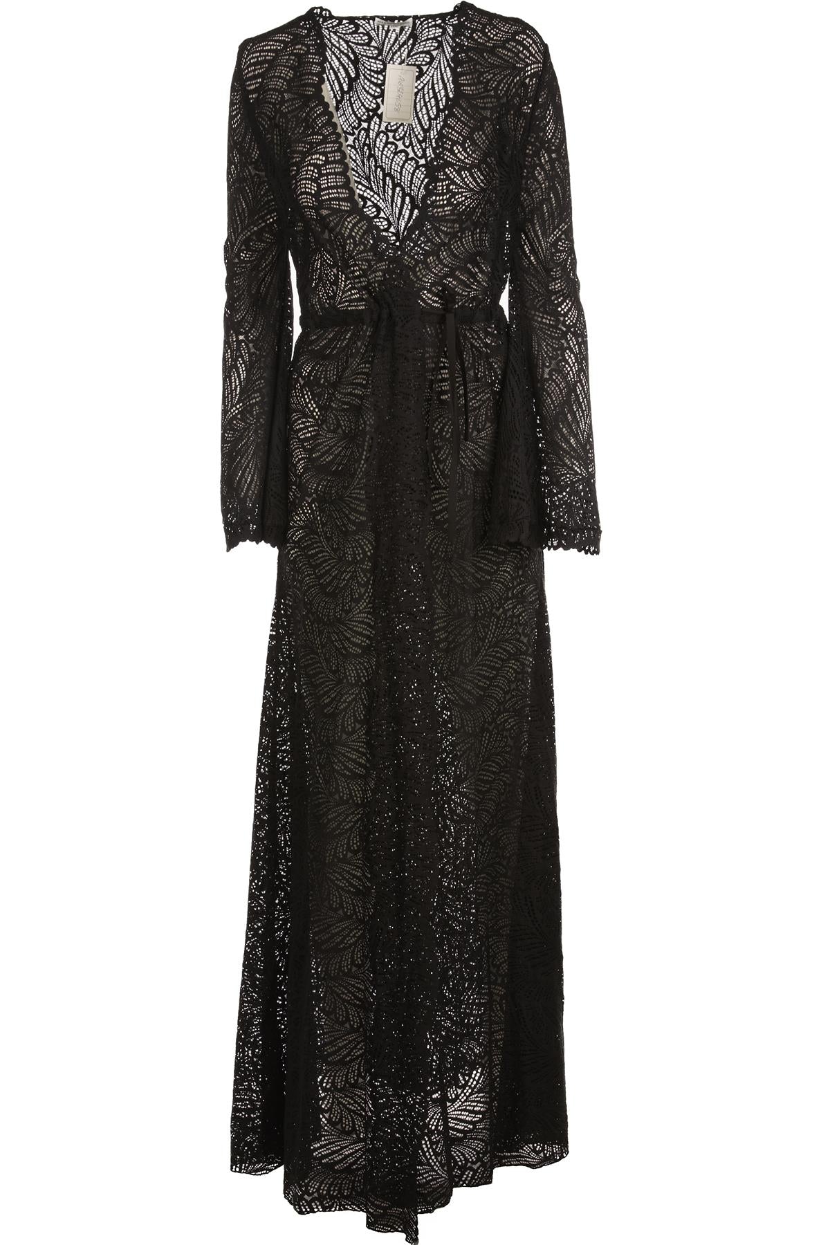 ALEXANDRA MIRO BLACK CROCHET ROBE XSMALL/SMALL