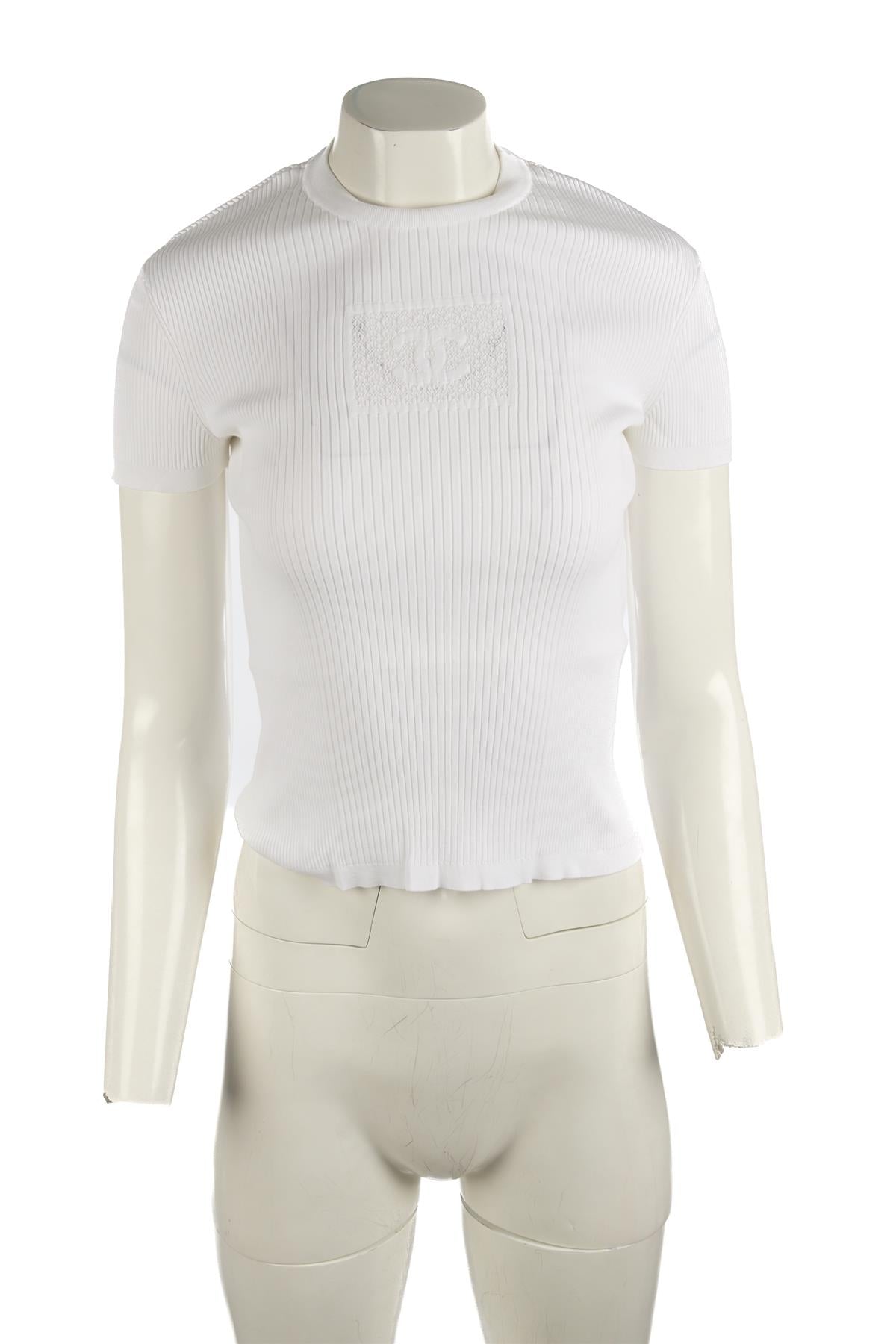 CHANEL WHITE 2024 KNIT TOP FR 36 UK 8
