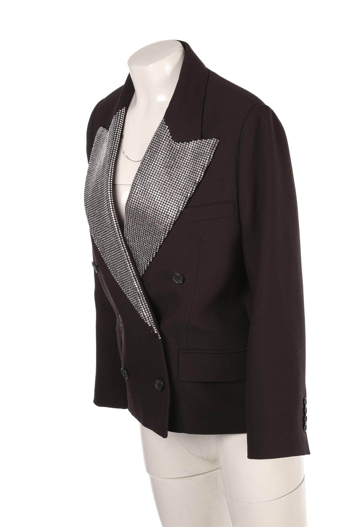 KHAITE BLACK CRYSTAL AND WOOL BLAZER SMALL