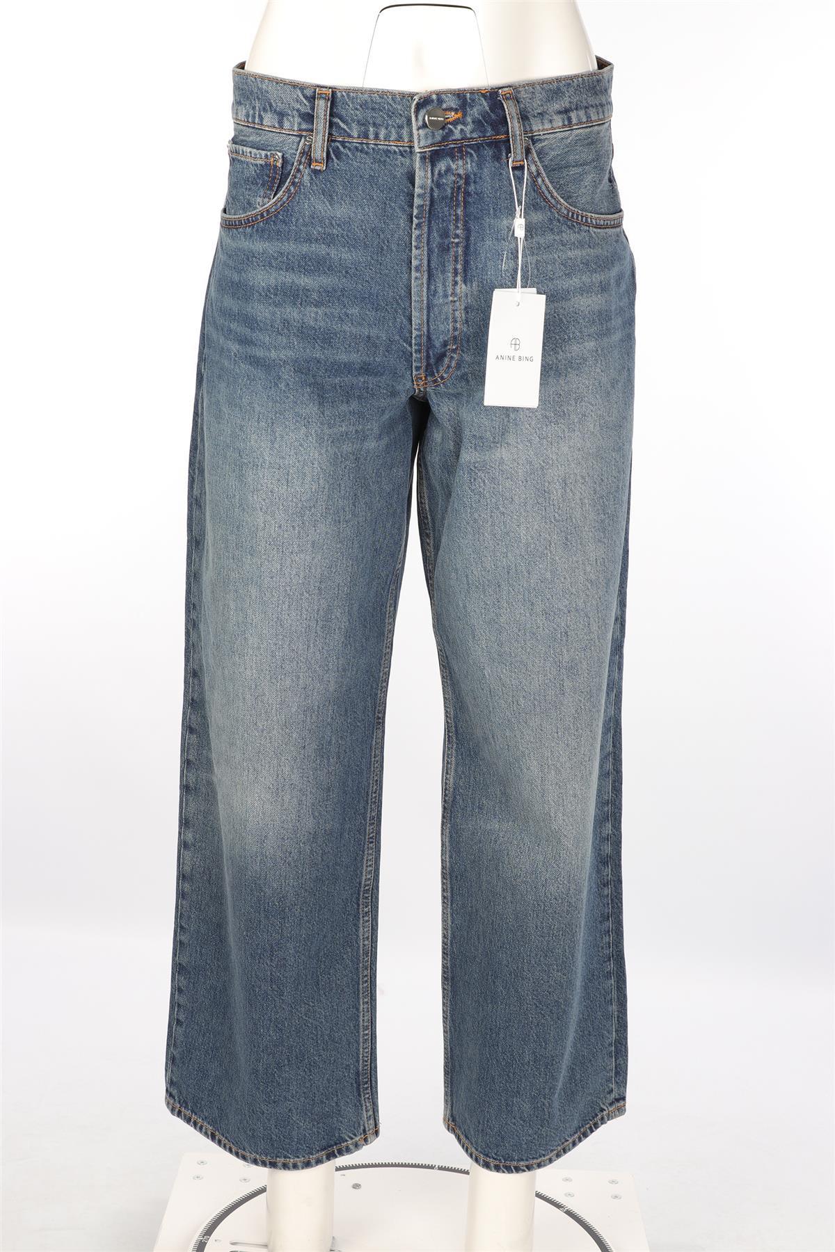 ANINE BING BLUE DENIM HIGH RISE WIDE LEG JEANS W29 UK 10-12