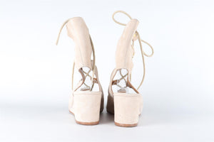 CHLOÉ BEIGE SUEDE WEDGE SANDALS EU 38.5 UK 5.5 US 8.5
