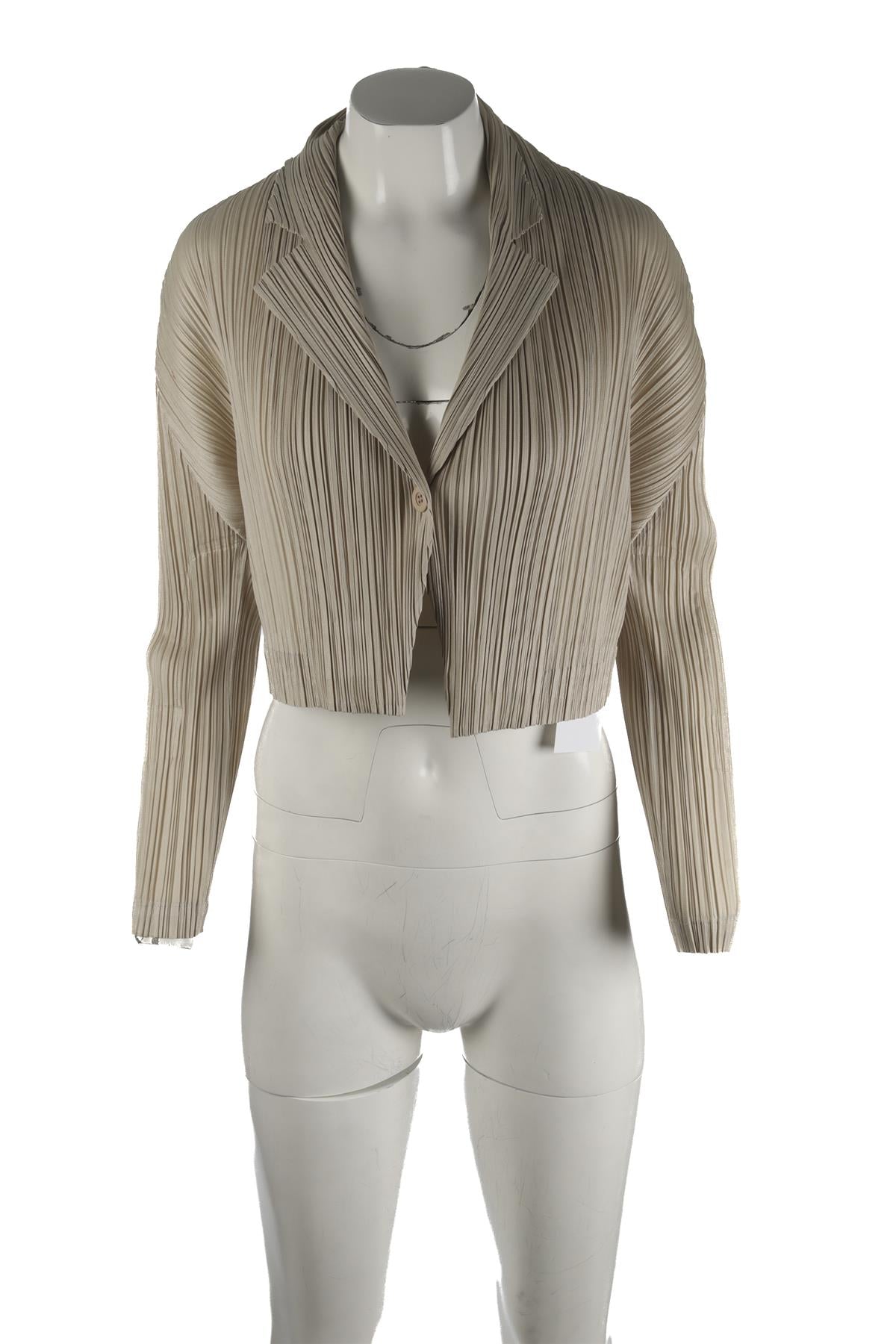 PLEATS PLEASE ISSEY MIYAKE BEIGE JACKET JP 3 UK 8