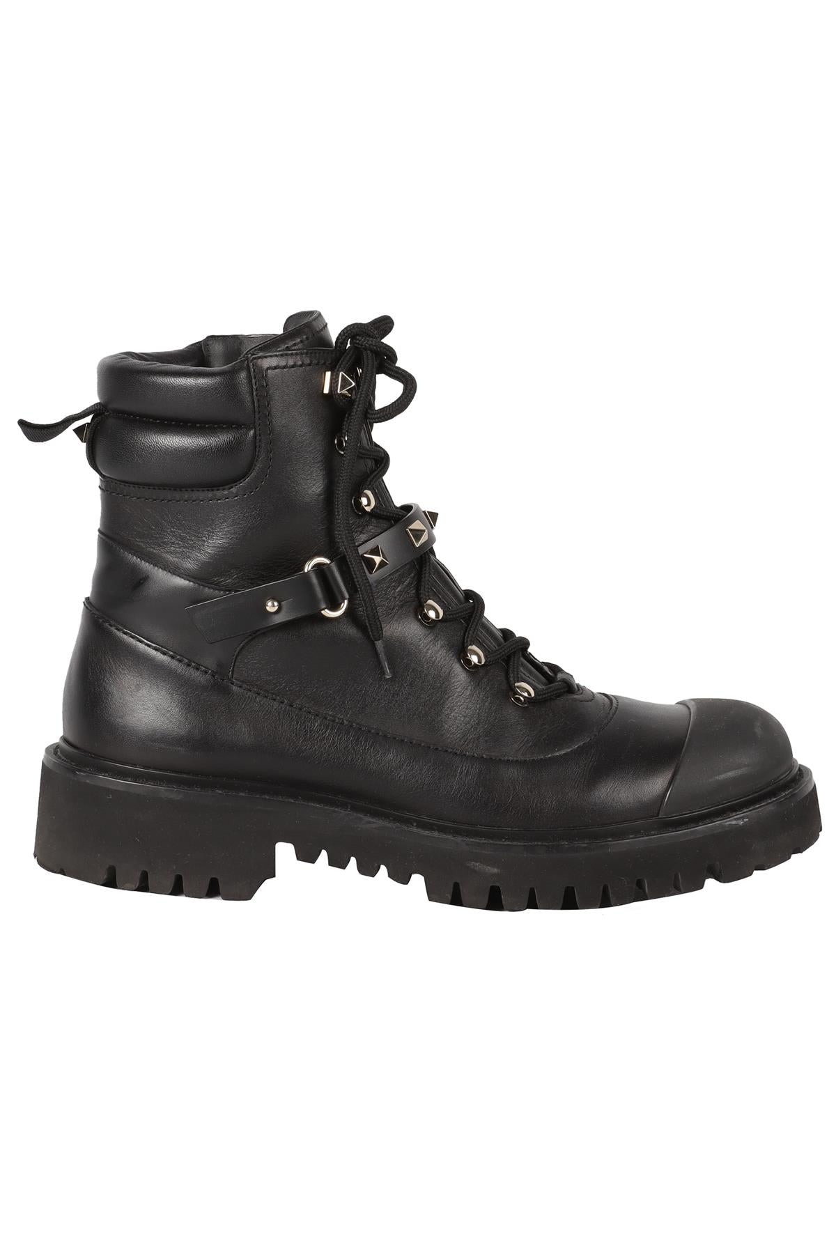 VALENTINO GARAVANI BLACK ROCKSTUD LEATHER ANKLE BOOTS EU 38 UK 5 US 8