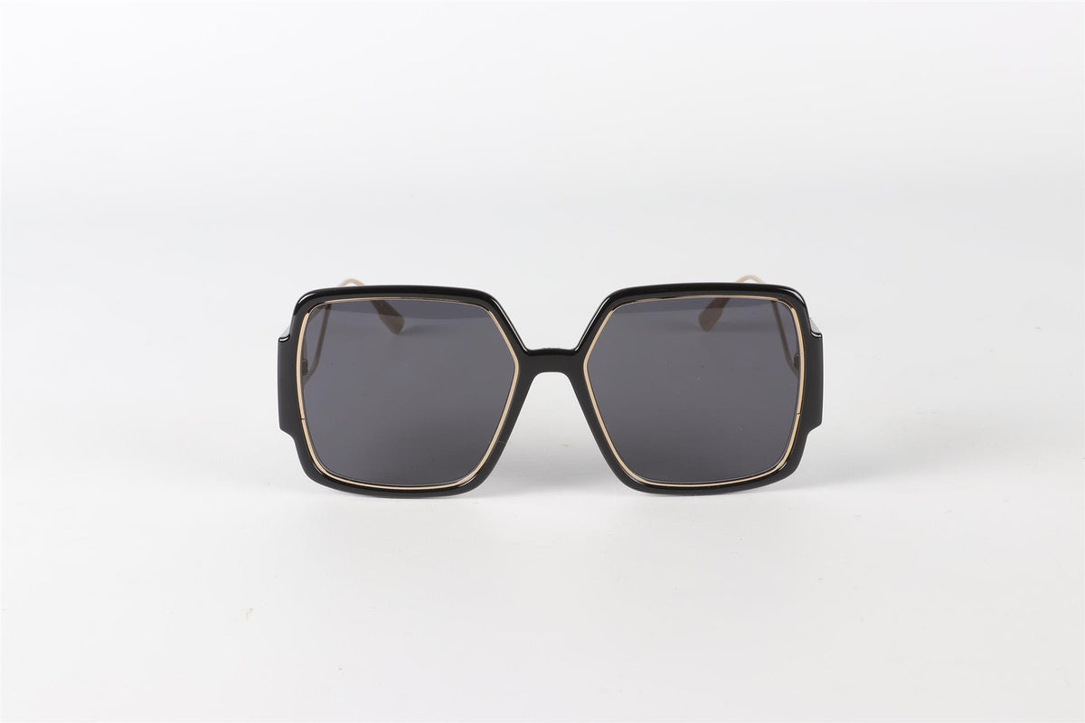 CHRISTIAN DIOR BLACK SQUARE FRAME ACETATE SUNGLASSES