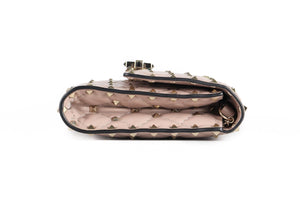 VALENTINO GARAVANI PINK ROCKSTUD LEATHER SHOULDER BAG
