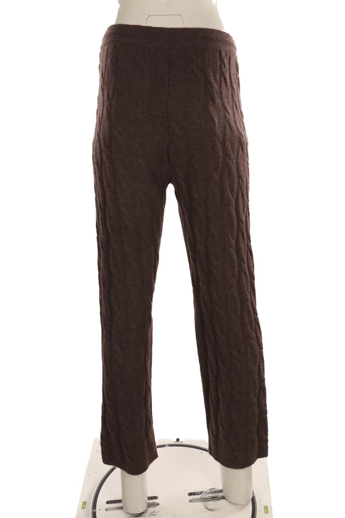 SPORTY & RICH BROWN CASHMERE STRAIGHT LEG PANTS SMALL
