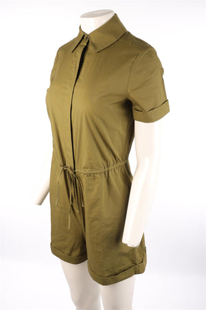 STAUD GREEN COTTON PLAYSUIT XSMALL