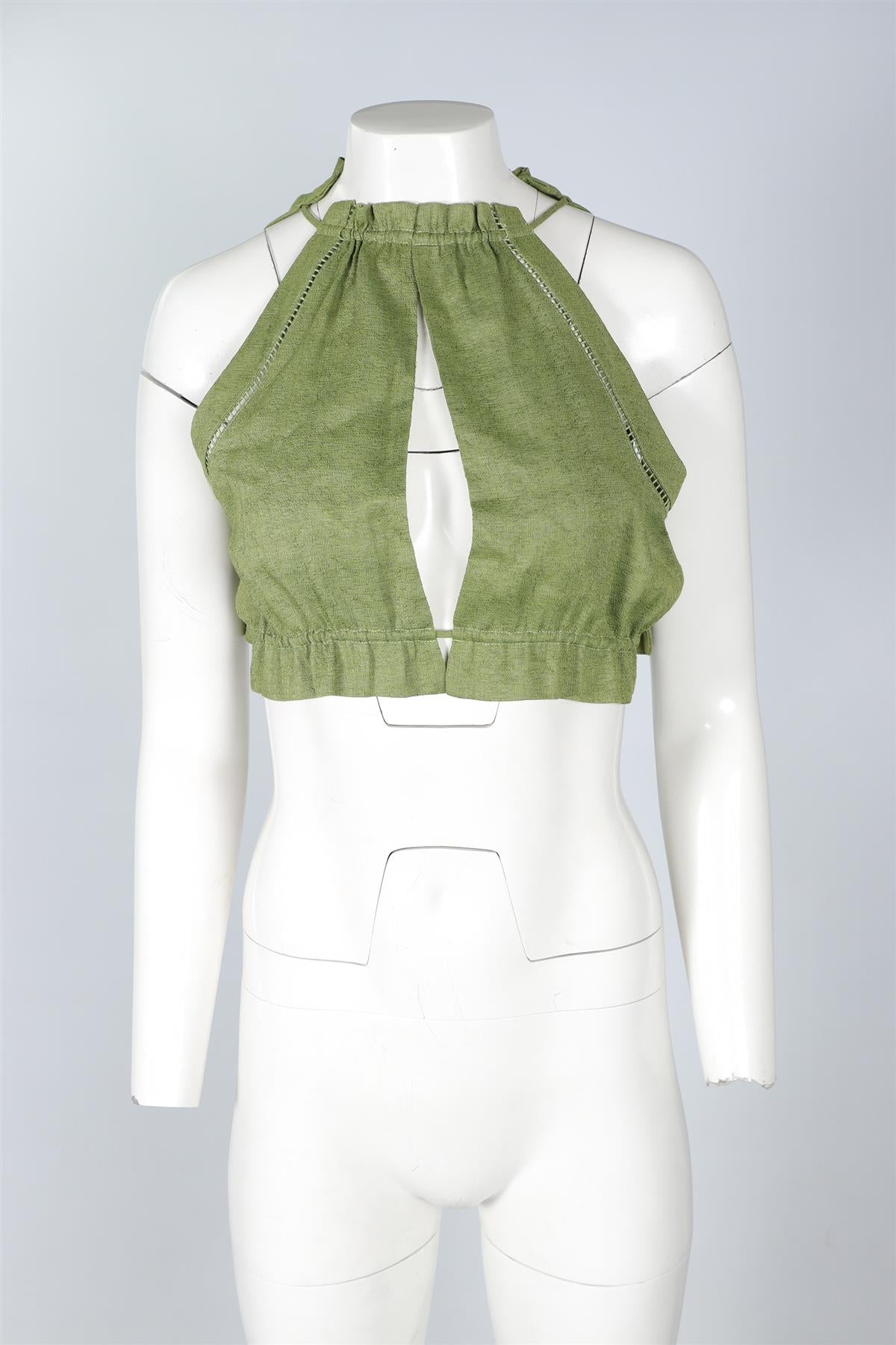 CULT GAIA GREEN SILK TOP MEDIUM
