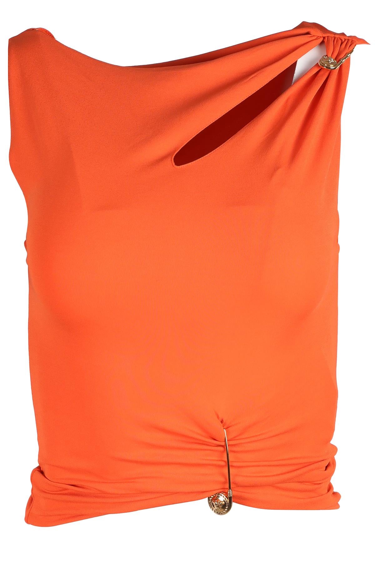 VERSACE ORANGE JERSEY TOP IT 40 UK 8