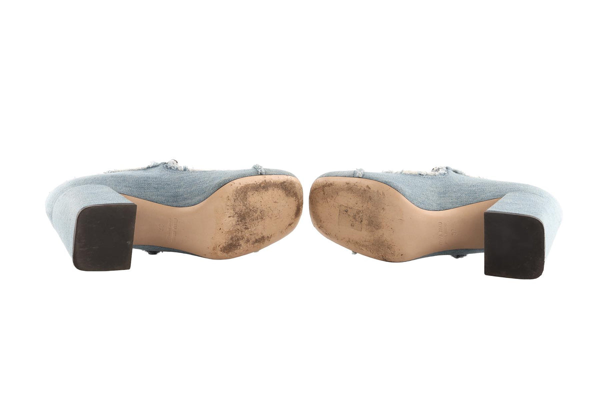 MIU MIU BLUE DENIM PUMPS EU 37 UK 4