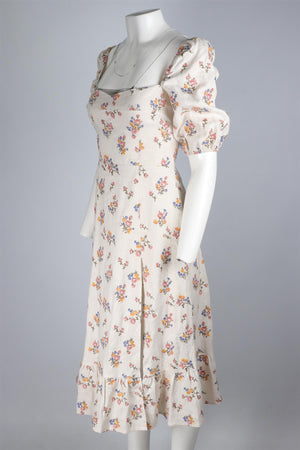 REFORMATION MULTI LINEN MIDI DRESS US 4 UK 8