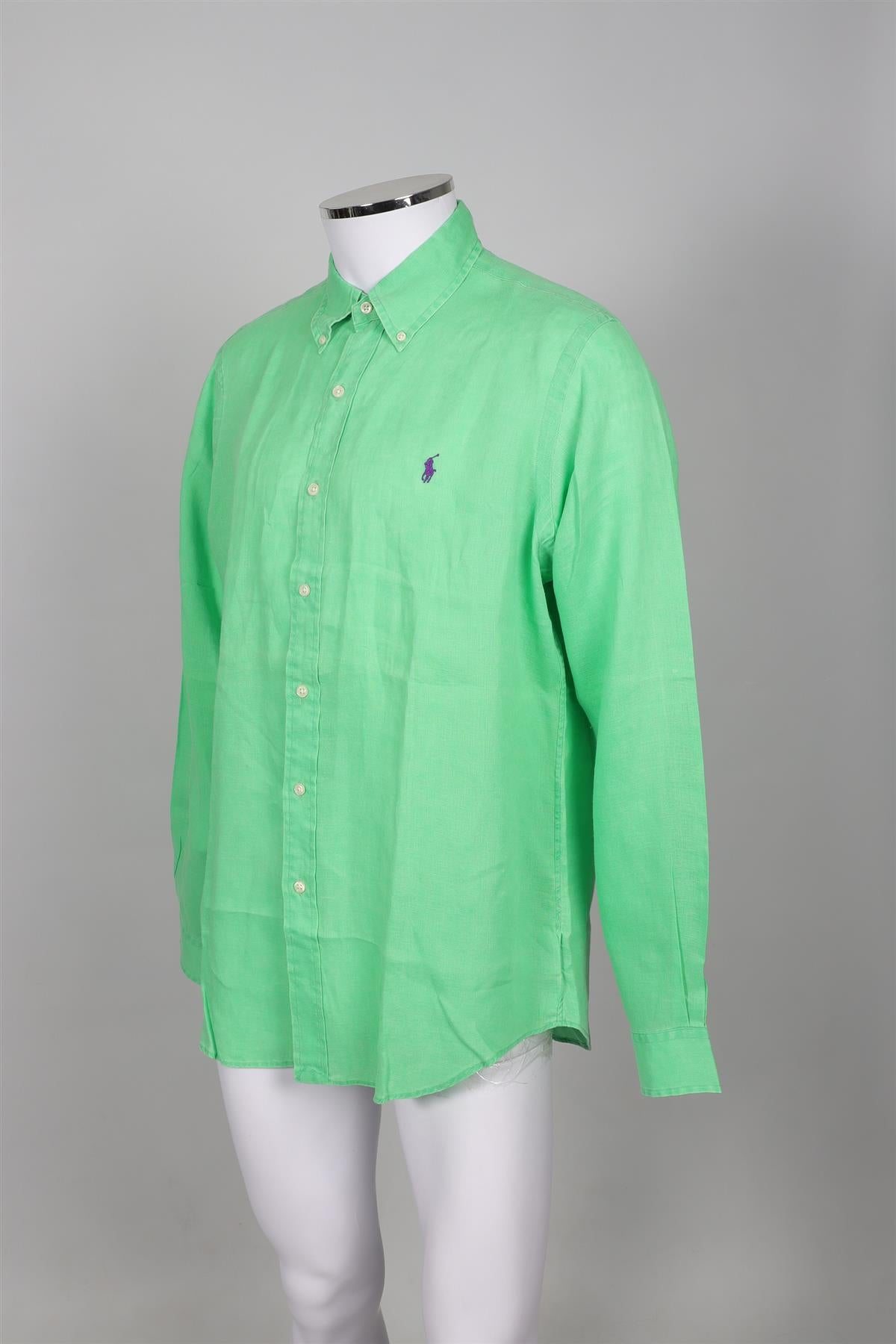 RALPH LAUREN GREEN MEN'S LINEN SHIRT LARGE