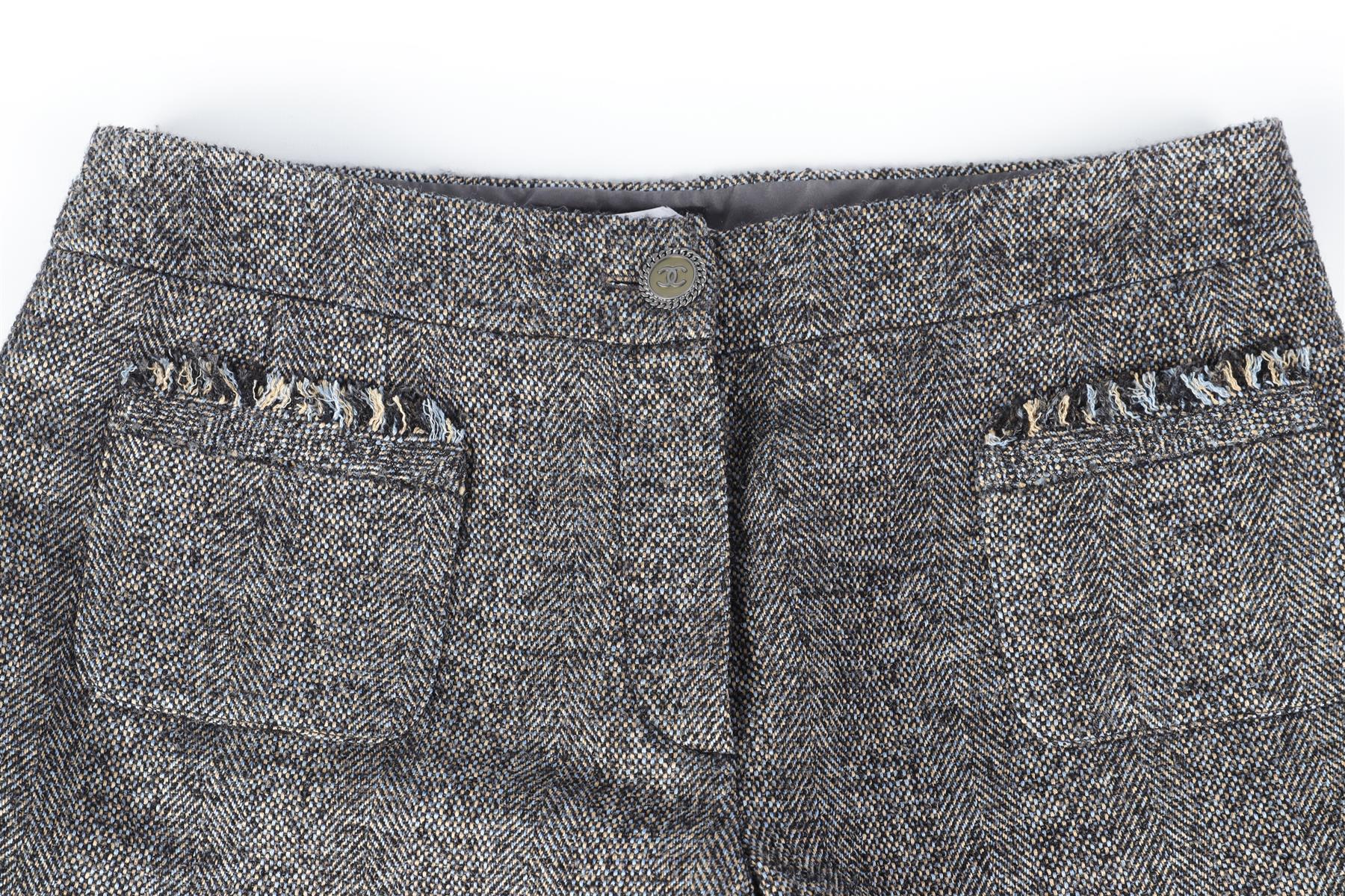 CHANEL GREY 2005 WOOL WIDE LEG PANTS FR 34 UK 6