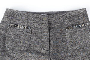 CHANEL GREY 2005 WOOL WIDE LEG PANTS FR 34 UK 6