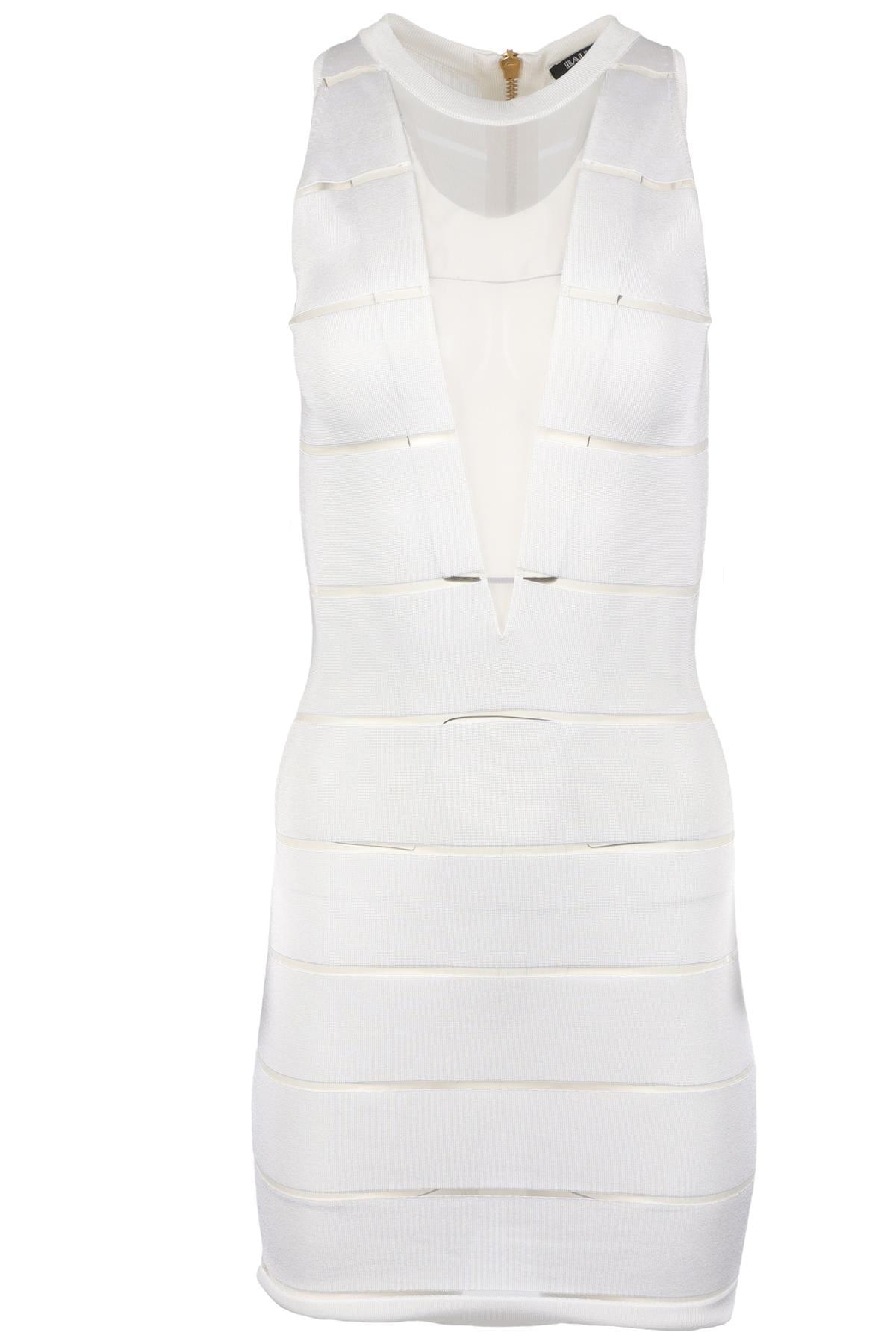 BALMAIN WHITE KNIT MINI DRESS FR 36 UK 8