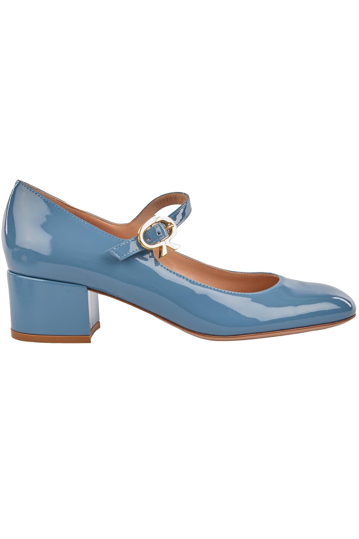 GIANVITO ROSSI BLUE PATENT LEATHER PUMPS  EU 39 UK 6 US 9