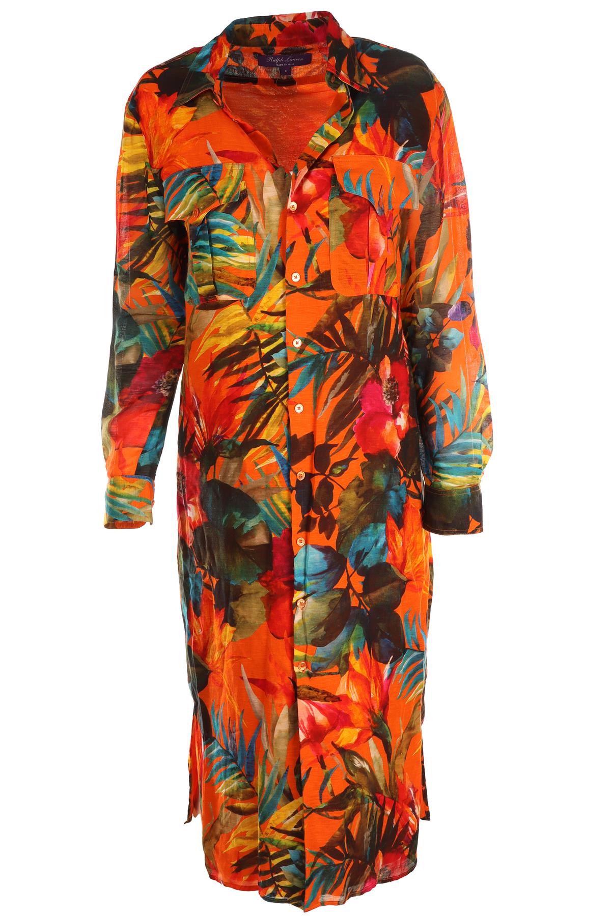 RALPH LAUREN COLLECTION MULTI LINEN DRESS US 6 UK 10