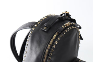 VALENTINO GARAVANI BLACK ROCKSTUD MEDIUM LEATHER BACKPACK
