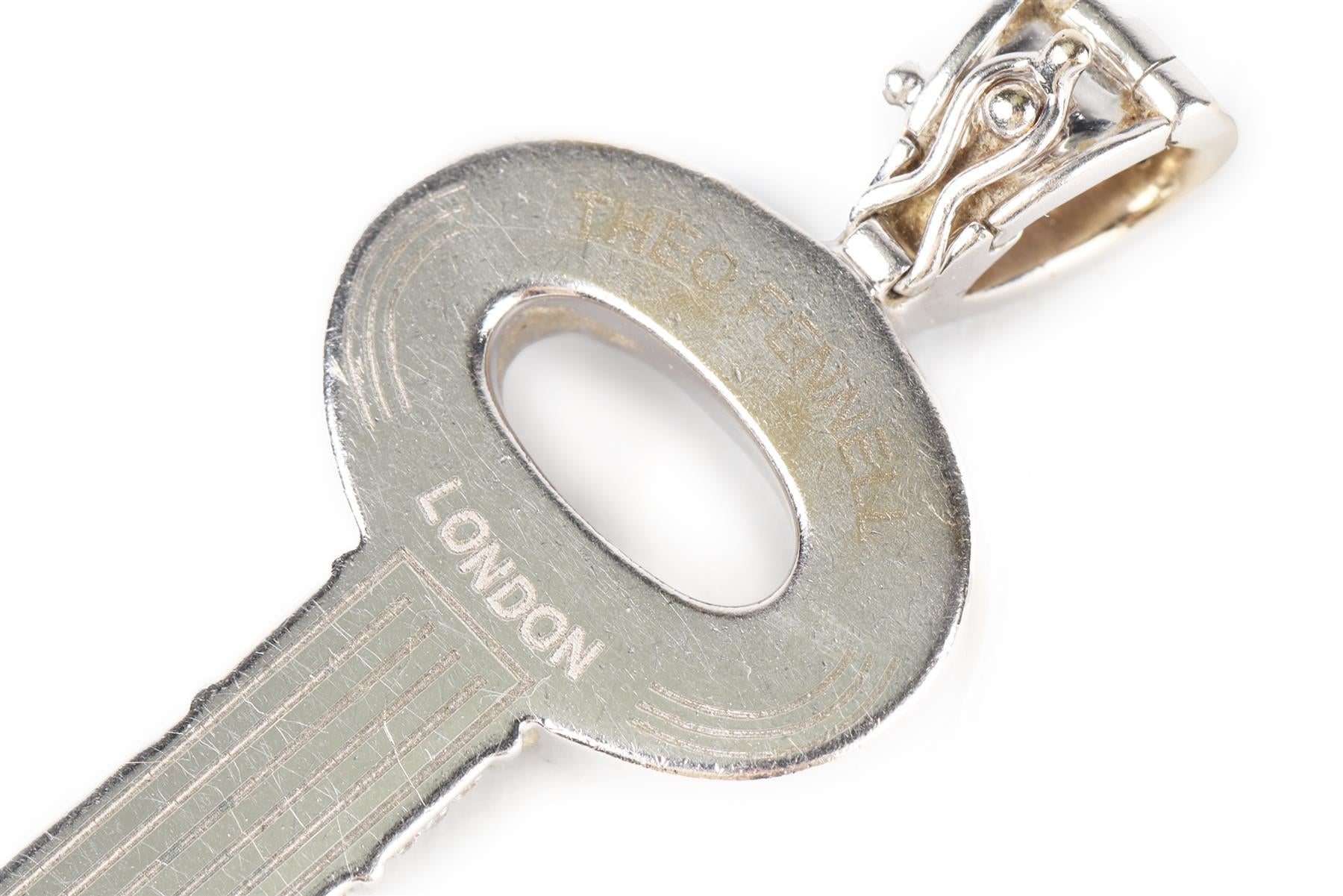 THEO FENNELL KEY 18K WHITE GOLD AND DIAMOND PENDANT