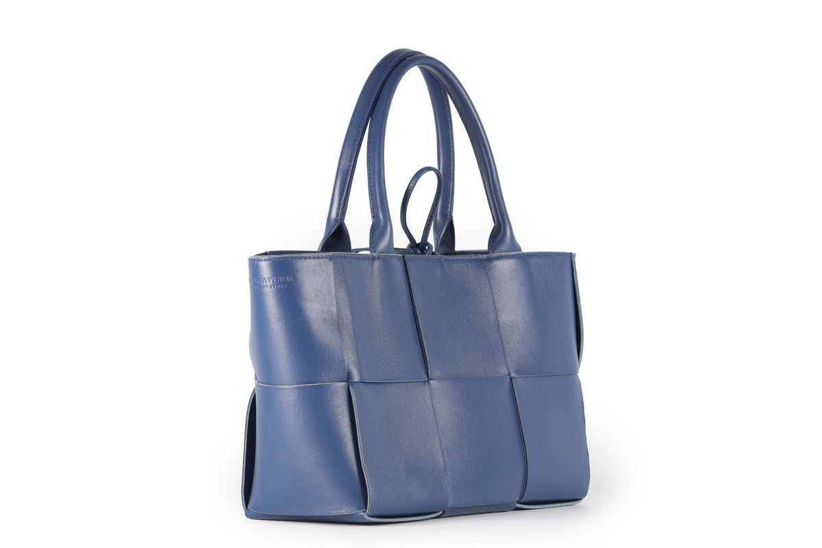 BOTTEGA VENETA NAVY ARCO INTRECCIATO LEATHER TOTE BAG