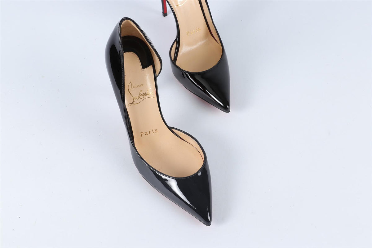 CHRISTIAN LOUBOUTIN BLACK PATENT LEATHER PUMPS EU 34.5 UK 1.5 US 4.5
