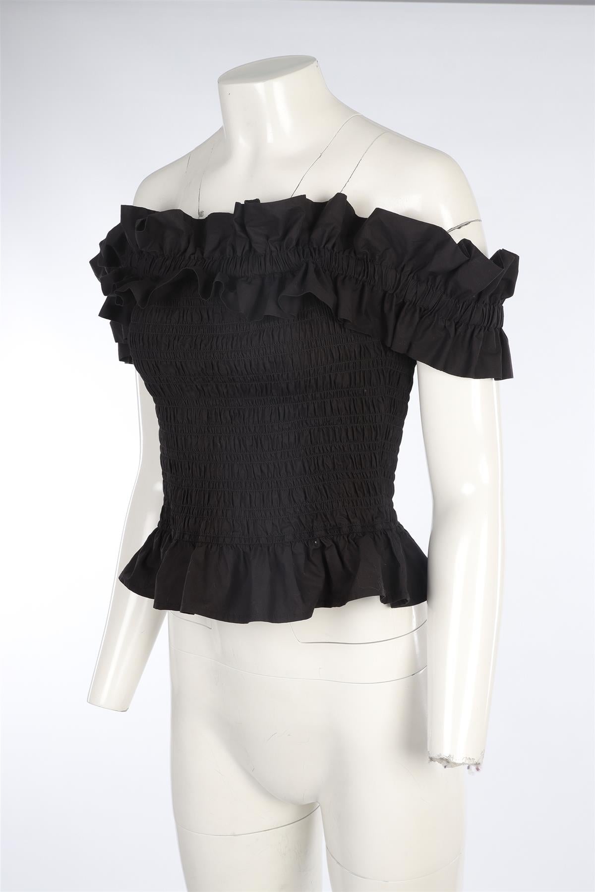 GANNI BLACK COTTON TOP EU 40 UK 12