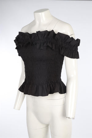 GANNI BLACK COTTON TOP EU 40 UK 12