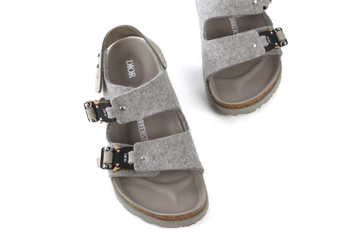 CHRISTIAN DIOR + BIRKENSTOCK GREY MILANO FELT SANDALS EU 39 UK 6 US 9