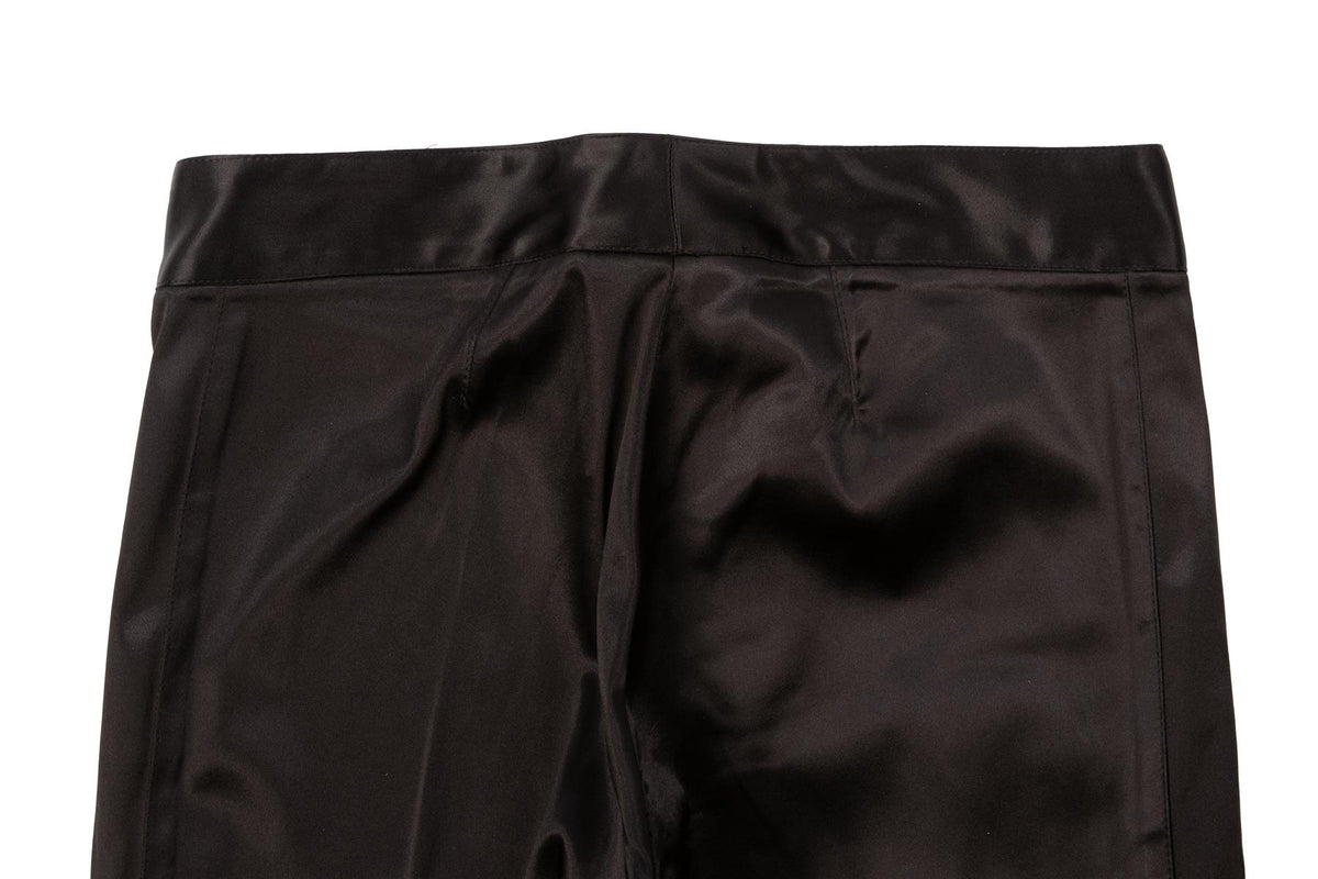 DOLCE & GABBANA BLACK VINTAGE SATIN STRAIGHT LEG PANTS XSMALL