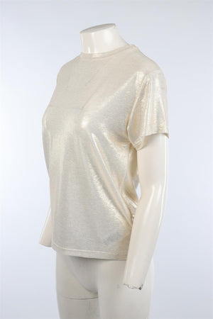 MAJE GOLD JERSEY T-SHIRT 0 UK 6 US 2