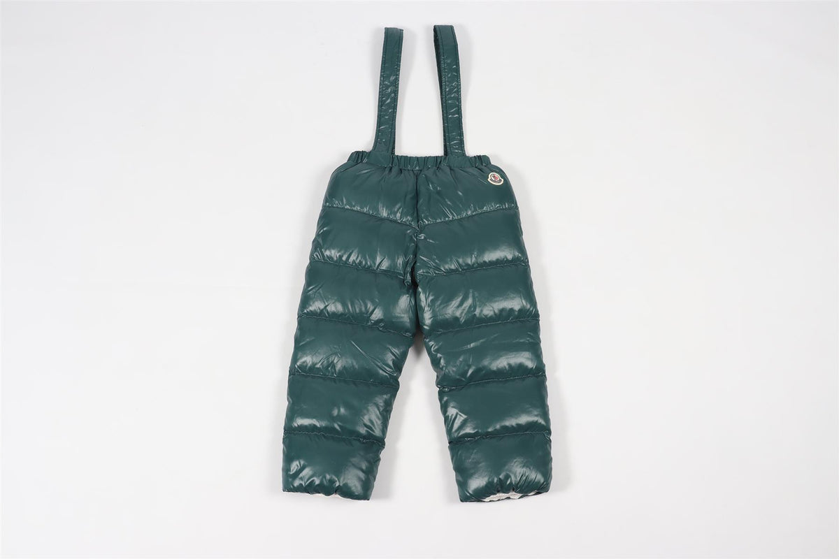 MONCLER GREEN KIDS GIRLS PADDED SALOPETTES 3 YEARS