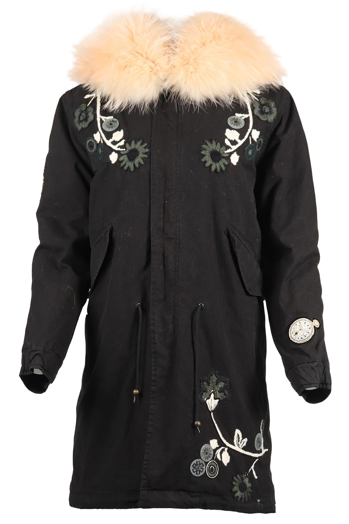 MR & MRS ITALY FOX FUR AND CANVAS COAT XXSMALL