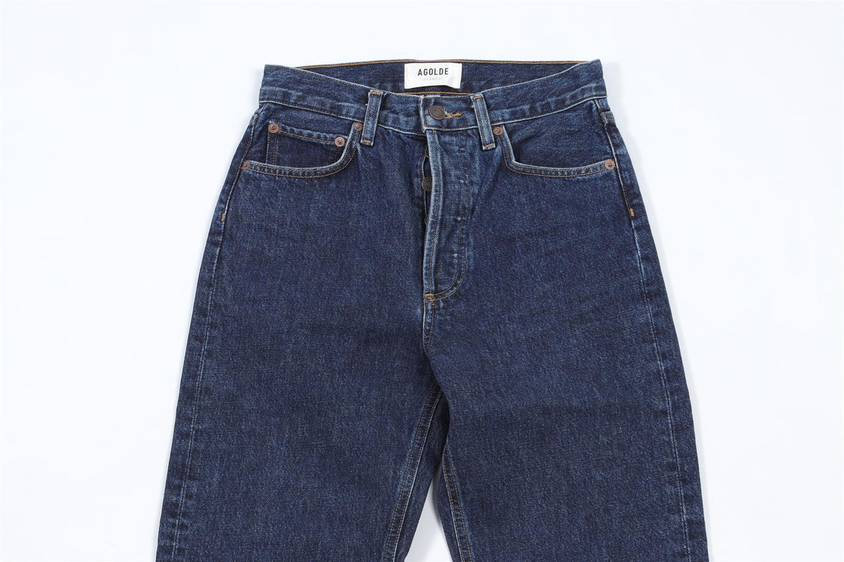 AGOLDE NAVY HIGH RISE WIDE LEG JEANS W24 UK 6
