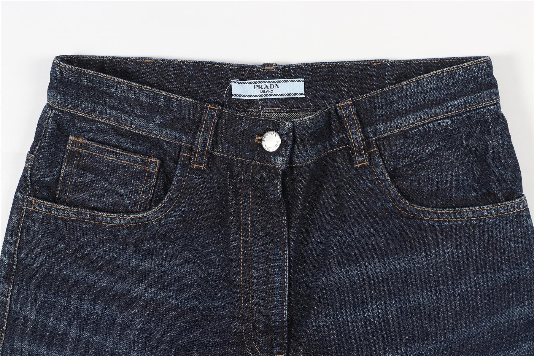 PRADA BLUE HIGH RISE FLARED JEANS IT 40