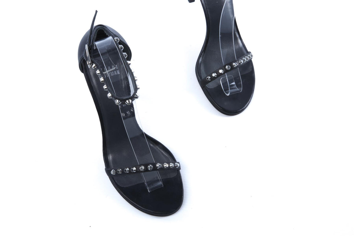 STUART WEITZMAN BLACK LEATHER SANDALS US 7.5 UK 4.5 EU 37.5