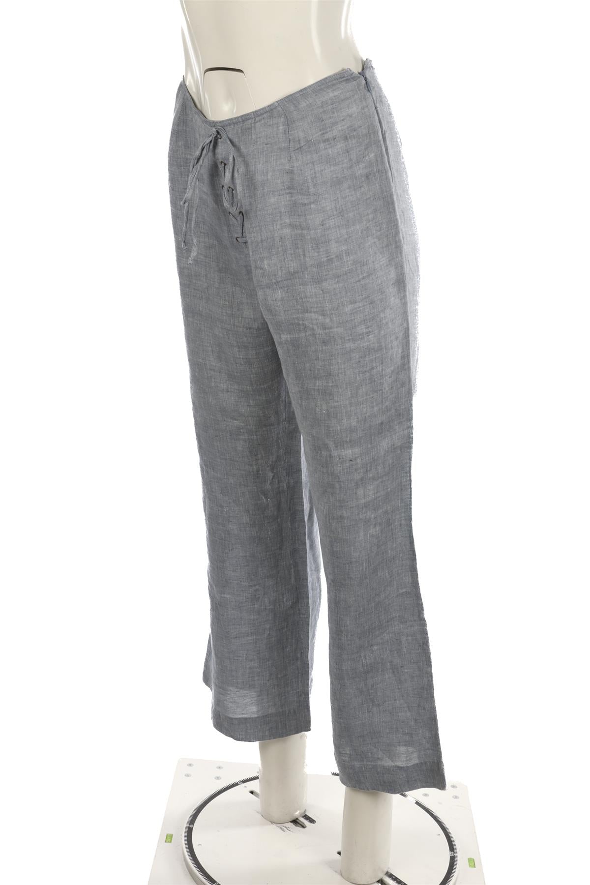 CHRISTIAN DIOR BLUE LINEN STRAIGHT LEG PANTS FR 38 UK 10