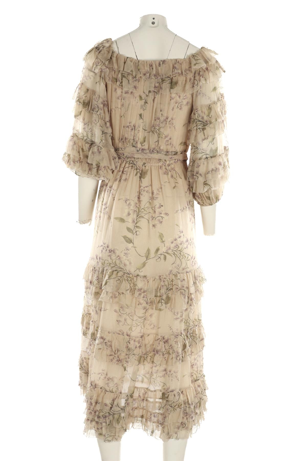 ZIMMERMANN BEIGE SILK MAXI DRESS UK 12