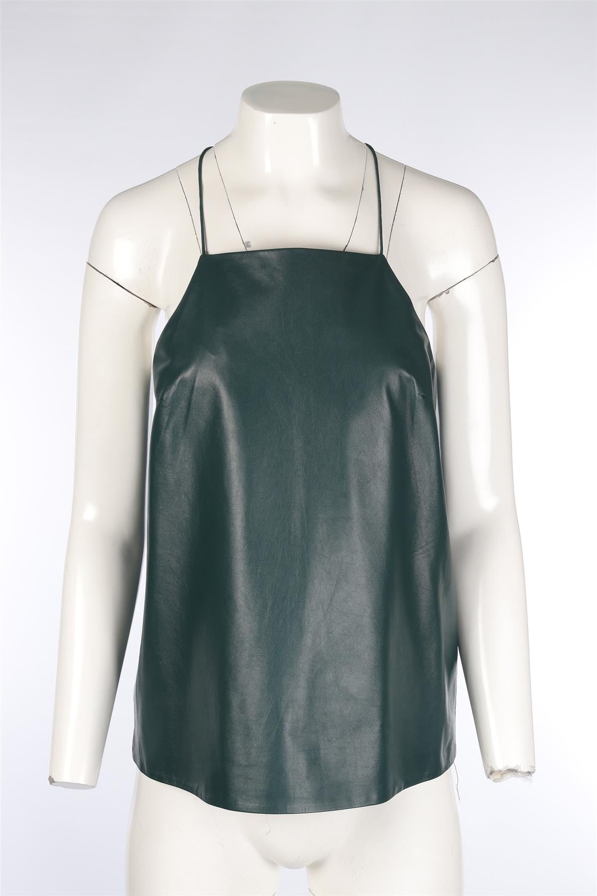 TIBI GREEN LEATHER TOP US 6 UK 10