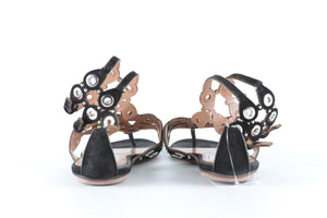 ALAÏA BLACK SUEDE SANDALS EU 38 UK 5 US 8
