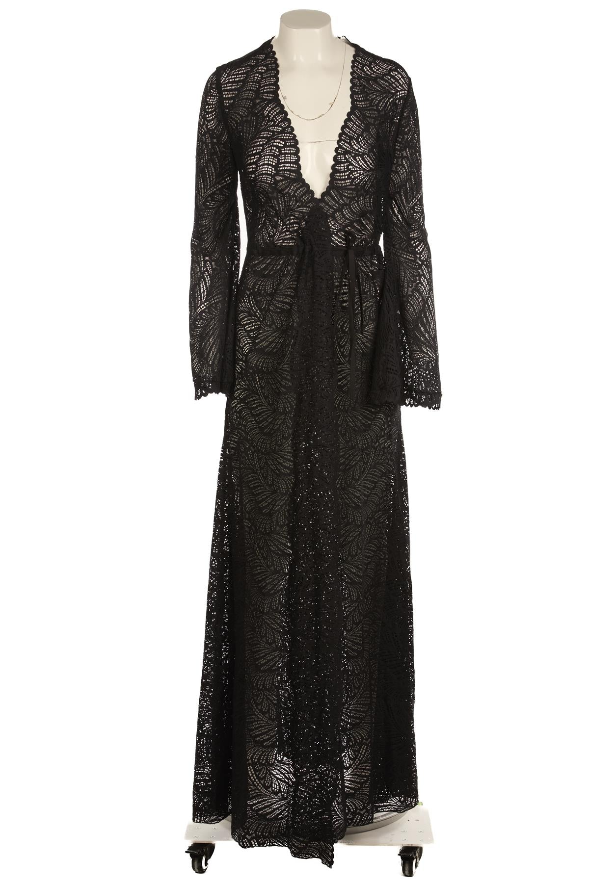 ALEXANDRA MIRO BLACK CROCHET ROBE XSMALL/SMALL