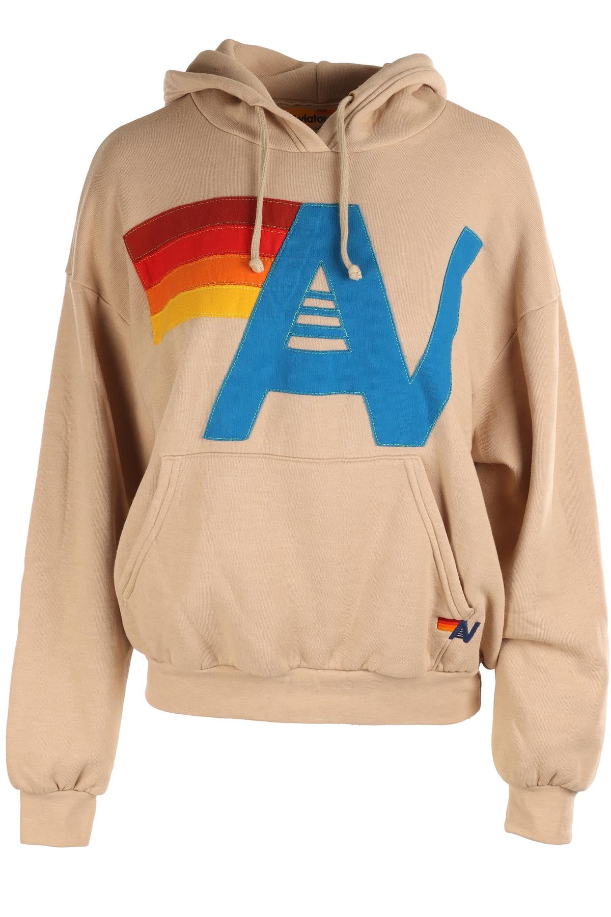 AVIATOR NATION BEIGE COTTON HOODIE XSMALL