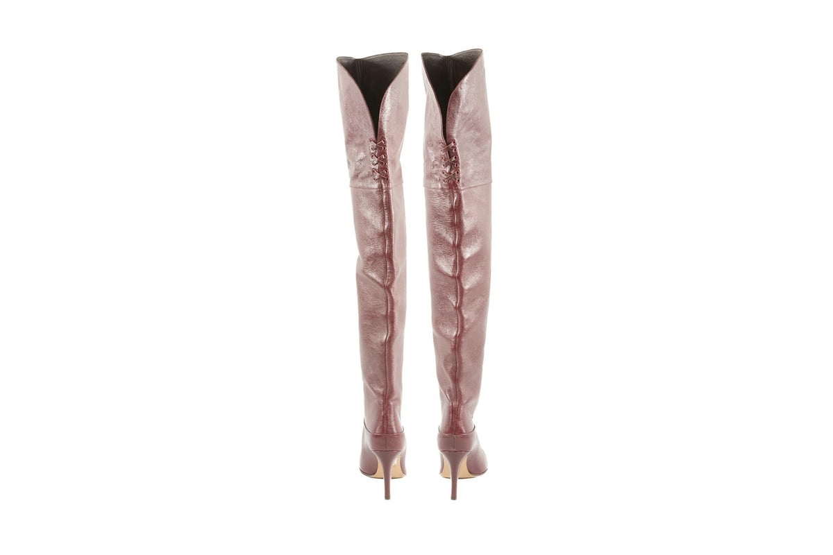 CHLOÉ BURGUNDY LEATHER OVER THE KNEE BOOTS EU 39 UK 6 US 9