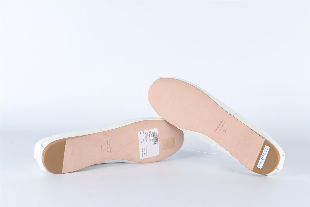 MIU MIU WHITE LEATHER BALLET FLATS EU 38 UK 5 US 8
